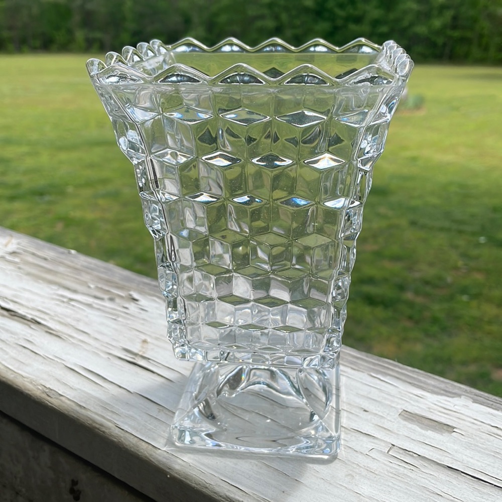 Fostoria American Square Vase Urn 6”